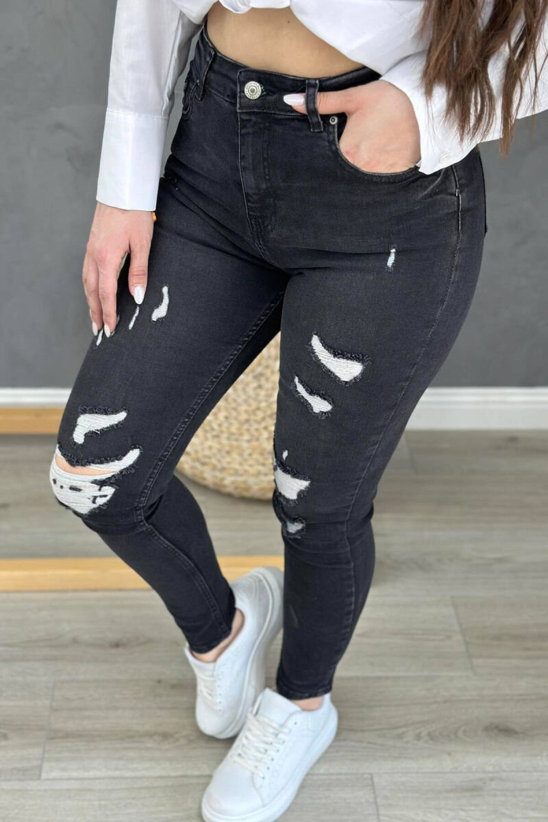 ONE COLOR SLIM FIT WOMAN JEANS BLACK/ E ZEZE - 2