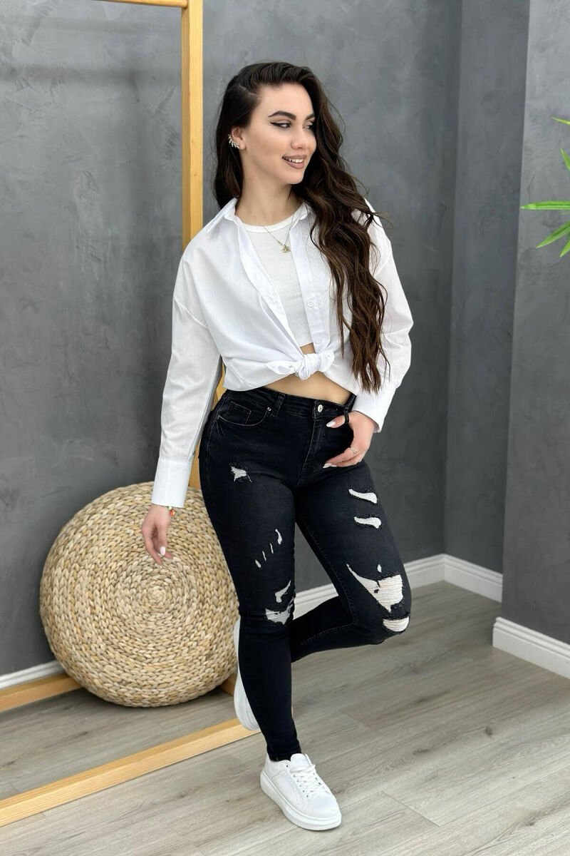 ONE COLOR SLIM FIT WOMAN JEANS BLACK/ E ZEZE - 3