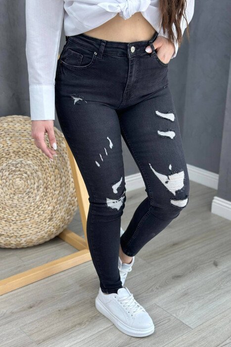 ONE COLOR SLIM FIT WOMAN JEANS BLACK/ E ZEZE - KLAUDIO FASHION