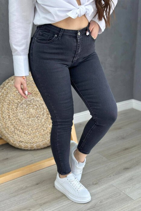 ONE COLOR SLIM FIT WOMAN JEANS BLACK/ E ZEZE - KLAUDIO FASHION