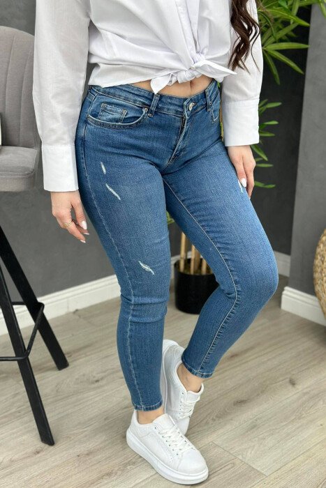 ONE COLOR SLIM FIT WOMAN JEANS BLUE/BLU - KLAUDIO FASHION