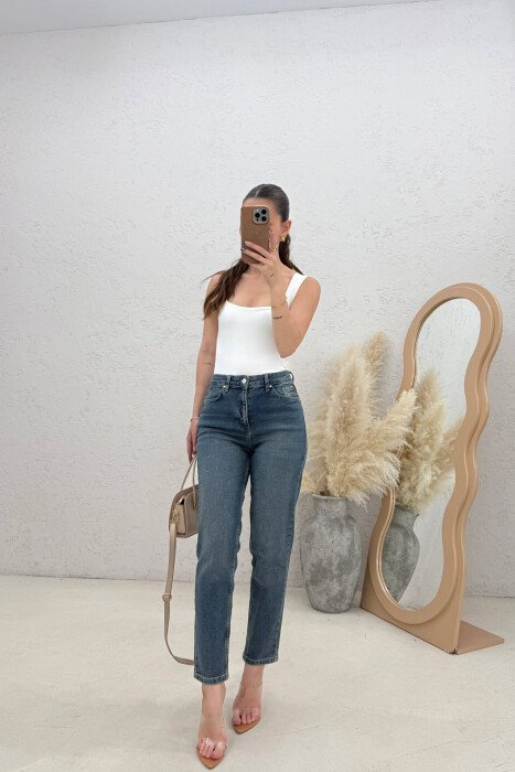 ONE COLOR SLIM FIT WOMAN JEANS BLUE/BLU - 1