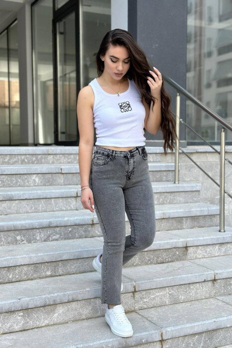 ONE COLOR SLIM FIT WOMAN JEANS GREY/GRI - 2