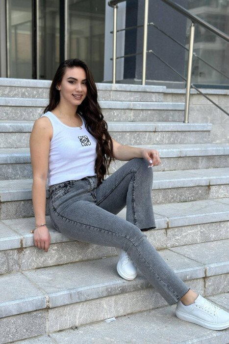 ONE COLOR SLIM FIT WOMAN JEANS GREY/GRI - 4