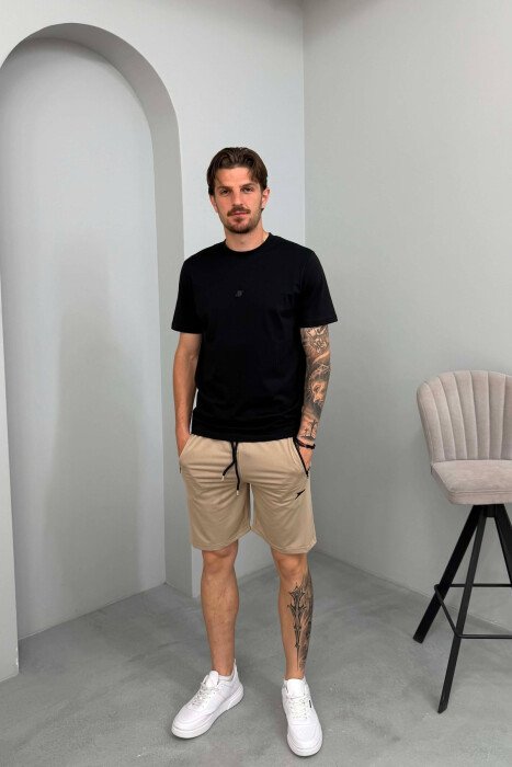ONE COLOR SMALL LOGO MEN SHORT SWEATPANTS BEIGE/BEZHE 
