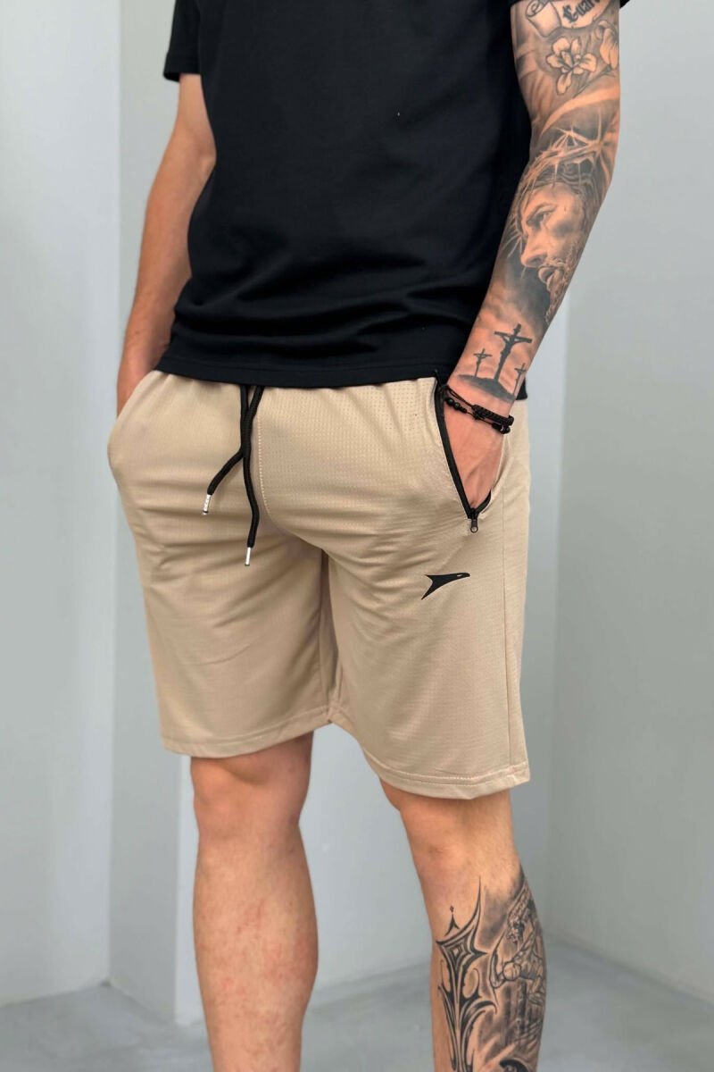 ONE COLOR SMALL LOGO MEN SHORT SWEATPANTS BEIGE/BEZHE - 3
