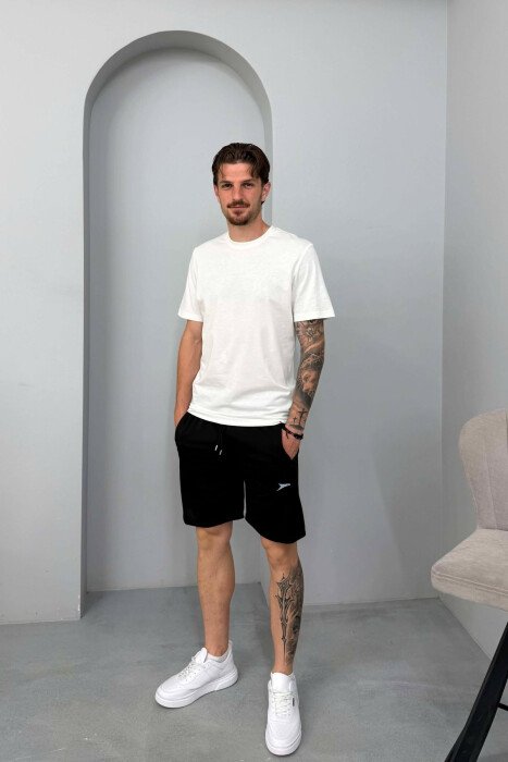 ONE COLOR SMALL LOGO MEN SHORT SWEATPANTS BLACK/ E ZEZE - 1