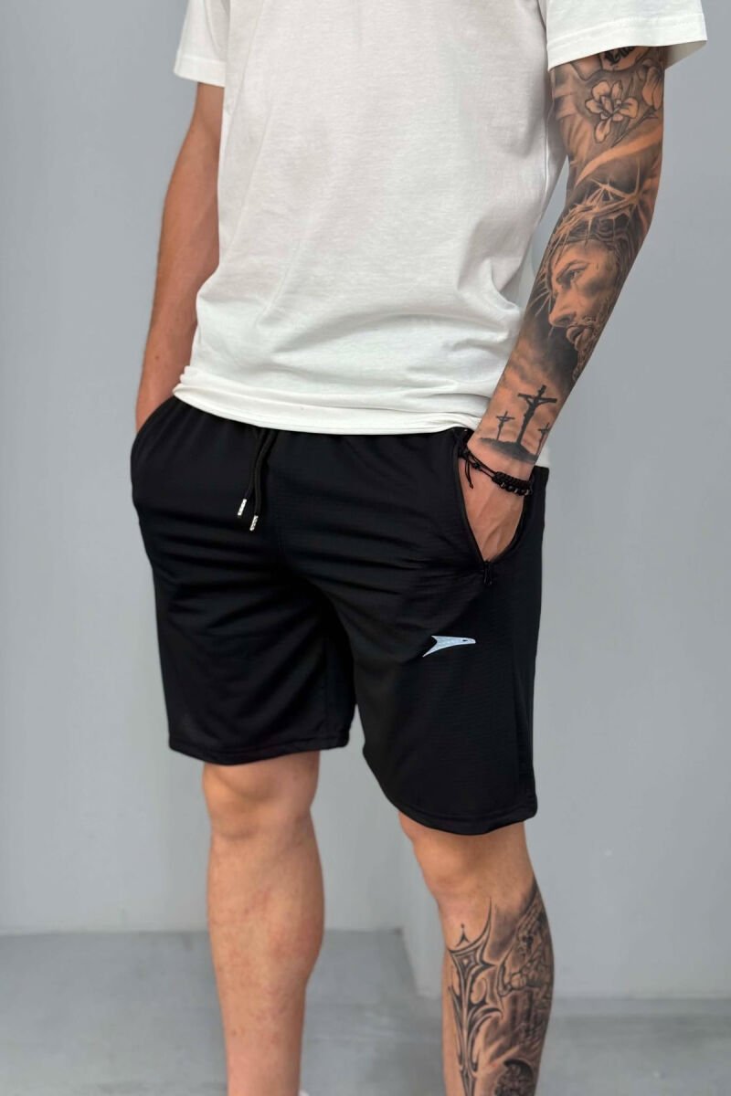 ONE COLOR SMALL LOGO MEN SHORT SWEATPANTS BLACK/ E ZEZE - 2