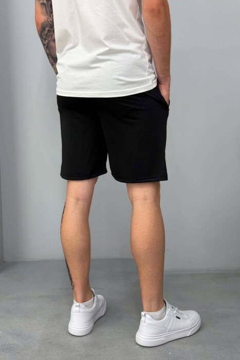 ONE COLOR SMALL LOGO MEN SHORT SWEATPANTS BLACK/ E ZEZE - 3