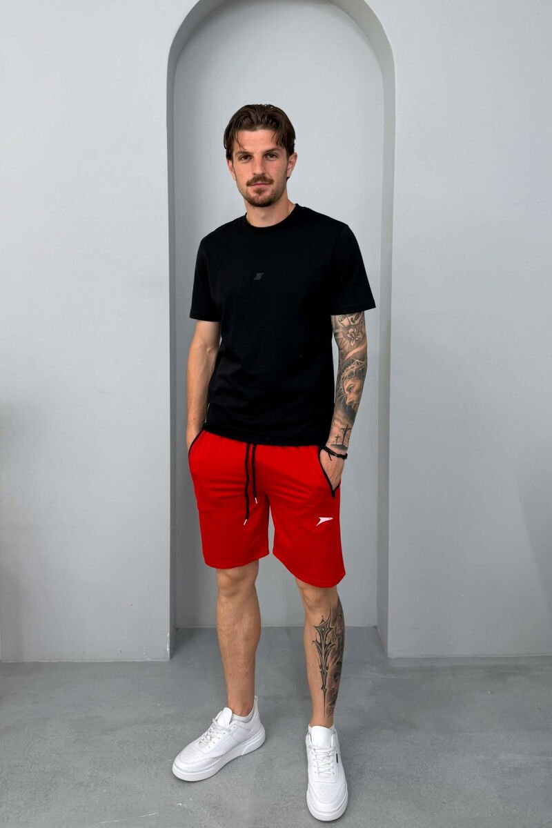 ONE COLOR SMALL LOGO MEN SHORT SWEATPANTS RED/E KUQE - 1