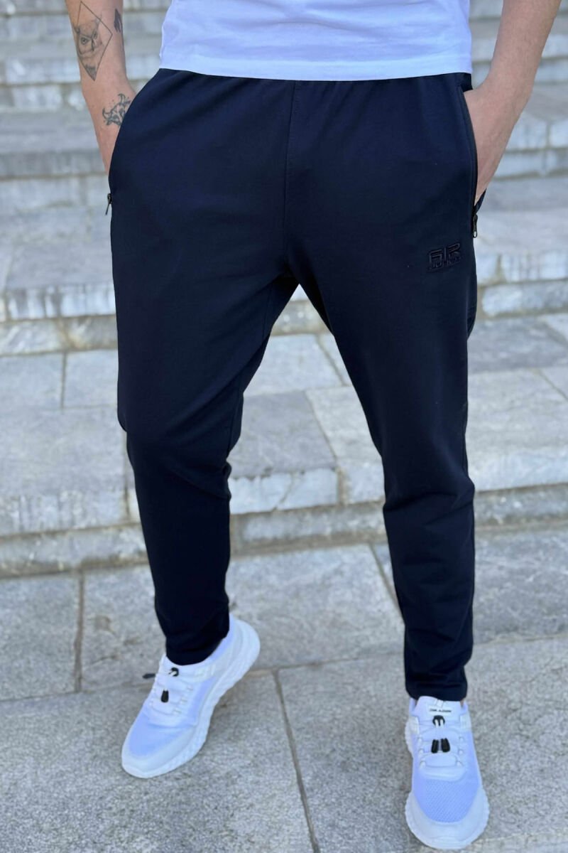 ONE COLOR SMALL LOGO MEN SWEATPANTS DARK BLUE/BEE - 1