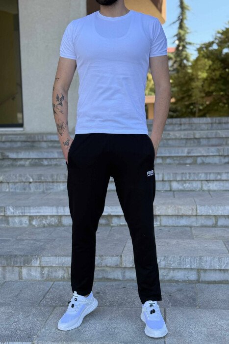 ONE COLOR SMALL LOGO MEN SWEATPANTS MIDNIGHT BLACK/ E ZEZE MESNATE - 2