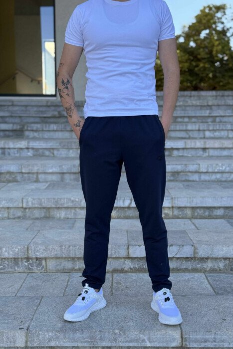 ONE COLOR SMALL LOGO MEN SWEATPANTS MIDNIGHT BLUE/BLU MESNATE - 1