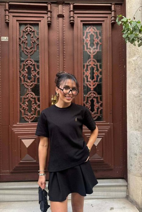 ONE COLOR SMALL LOGO WOMAN T-SHIRT BLACK/ E ZEZE - 3