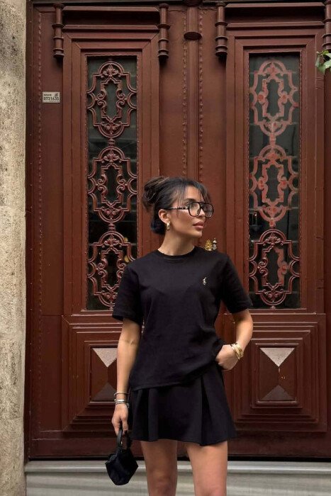 ONE COLOR SMALL LOGO WOMAN T-SHIRT BLACK/ E ZEZE - 4