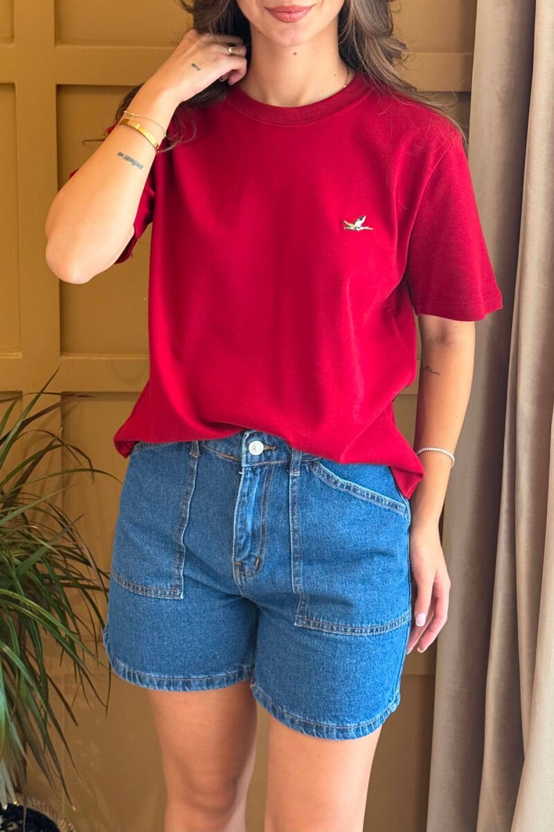 ONE COLOR SMALL LOGO WOMAN T-SHIRT BURGUNDY/VISHNJE - 2