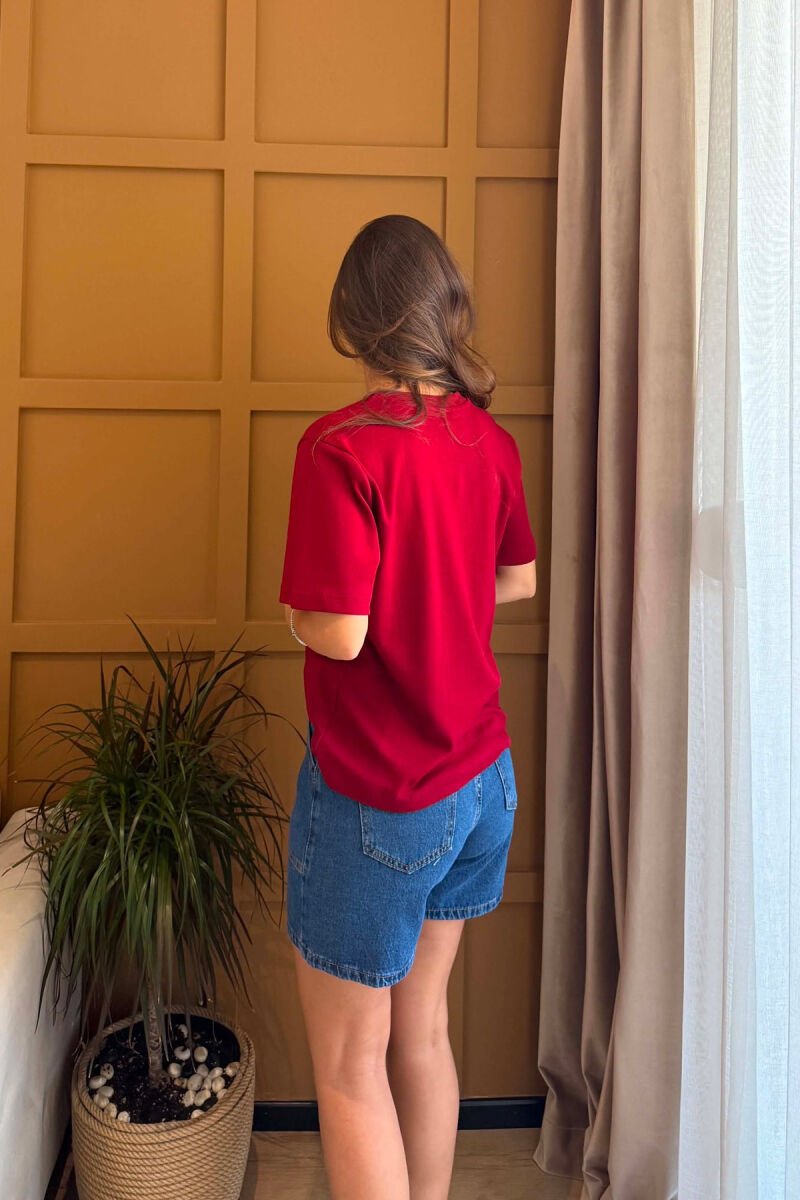 ONE COLOR SMALL LOGO WOMAN T-SHIRT BURGUNDY/VISHNJE - 3