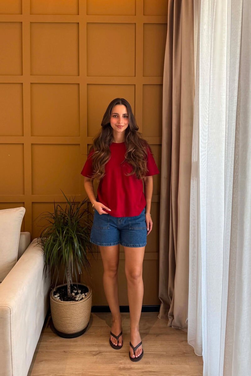 ONE COLOR SMALL LOGO WOMAN T-SHIRT BURGUNDY/VISHNJE - 4