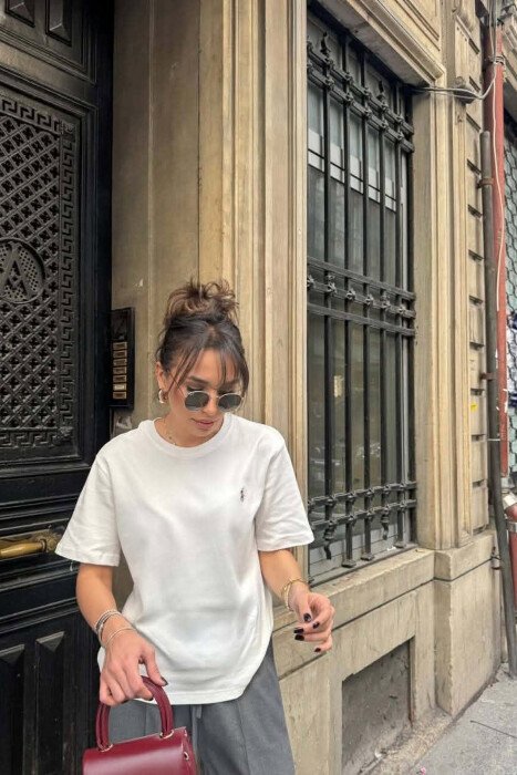 ONE COLOR SMALL LOGO WOMAN T-SHIRT WHITE-E BARDHE - 4