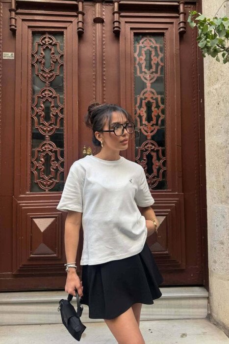 ONE COLOR SMALL LOGO WOMAN T-SHIRT WHITE-E BARDHE - 3