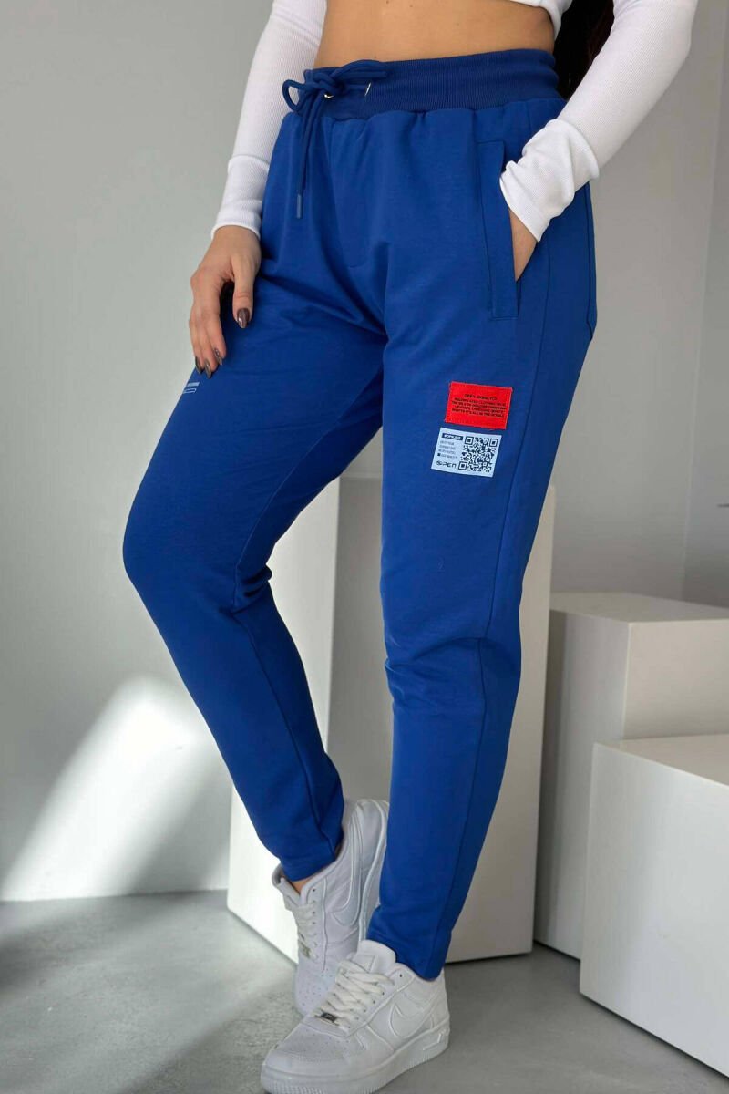 ONE COLOR SMALL WRITTINGS WOMAN SWEATPANTS BLUE/BLU - 1
