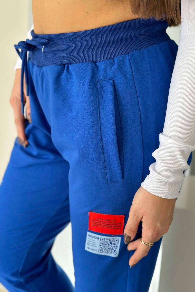 ONE COLOR SMALL WRITTINGS WOMAN SWEATPANTS BLUE/BLU - 2