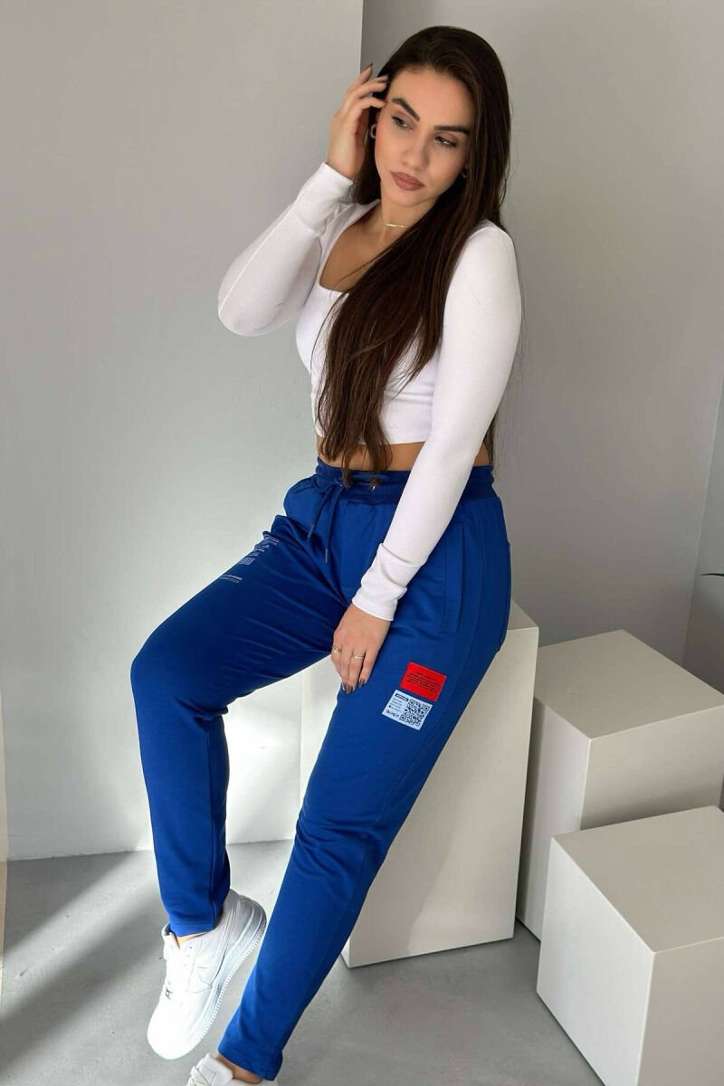 ONE COLOR SMALL WRITTINGS WOMAN SWEATPANTS BLUE/BLU - 4