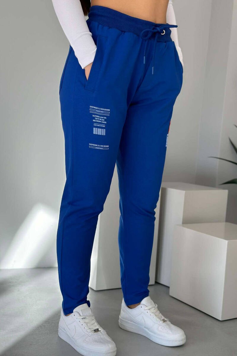ONE COLOR SMALL WRITTINGS WOMAN SWEATPANTS BLUE/BLU - 5