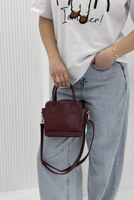 ONE COLOR SMALL ZIPPER WOMEN BAG BURGUNDY/VISHNJE - 1
