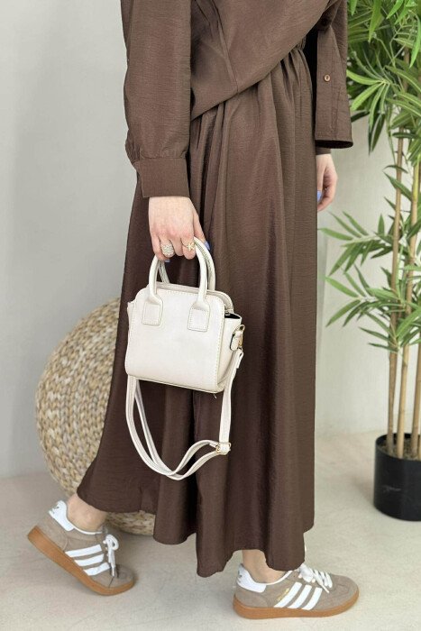 ONE COLOR SMALL ZIPPER WOMEN BAG CREAM/KREM - 4
