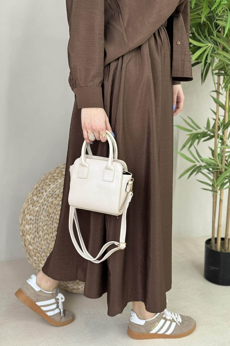 ONE COLOR SMALL ZIPPER WOMEN BAG CREAM/KREM - 4
