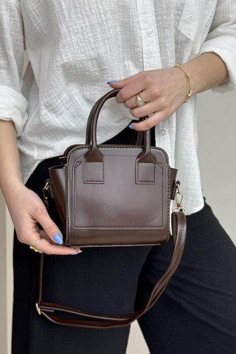 ONE COLOR SMALL ZIPPER WOMEN BAG DARK BROWN/KAE - 1