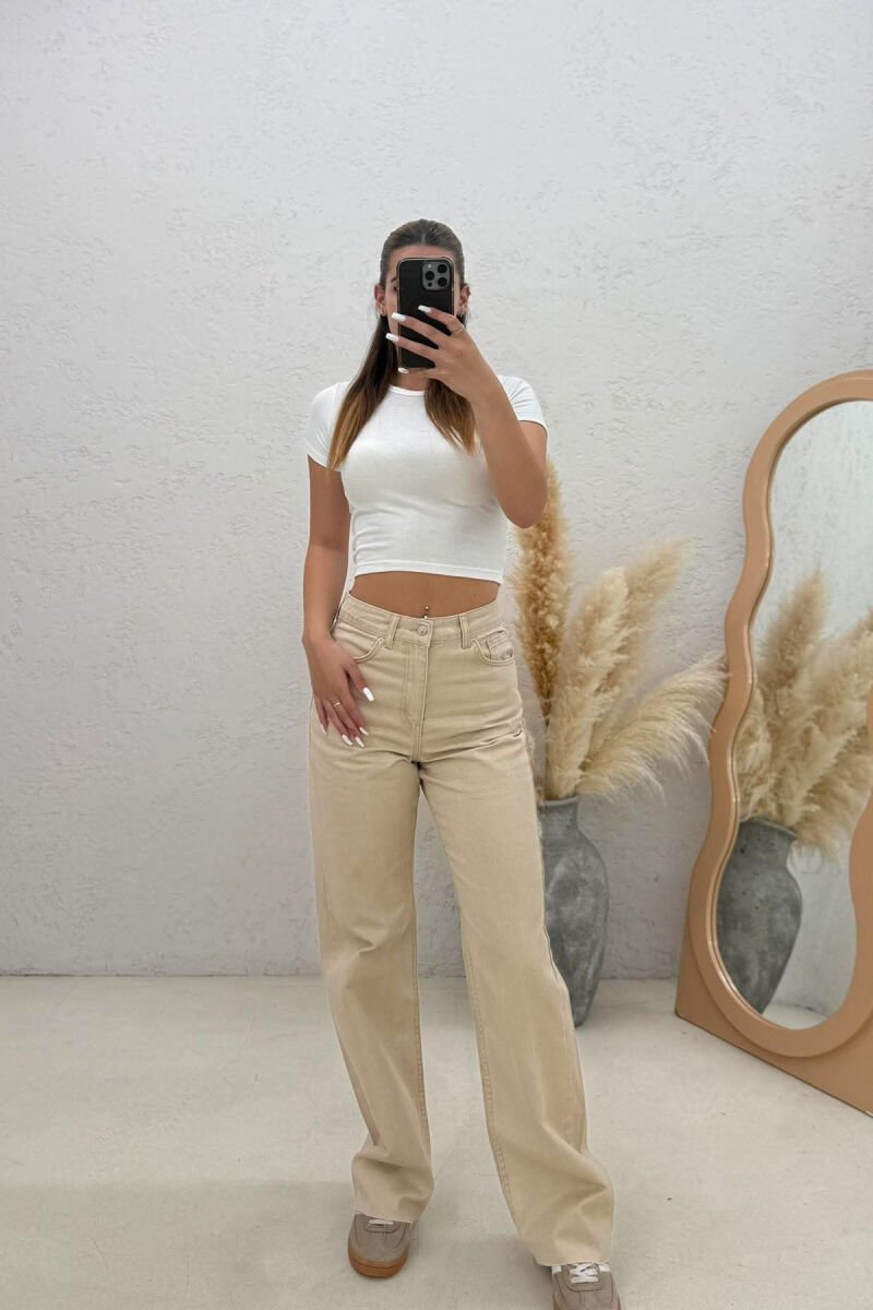 ONE COLOR SMPLE WOMAN JEANS BEIGE/BEZHE - 2