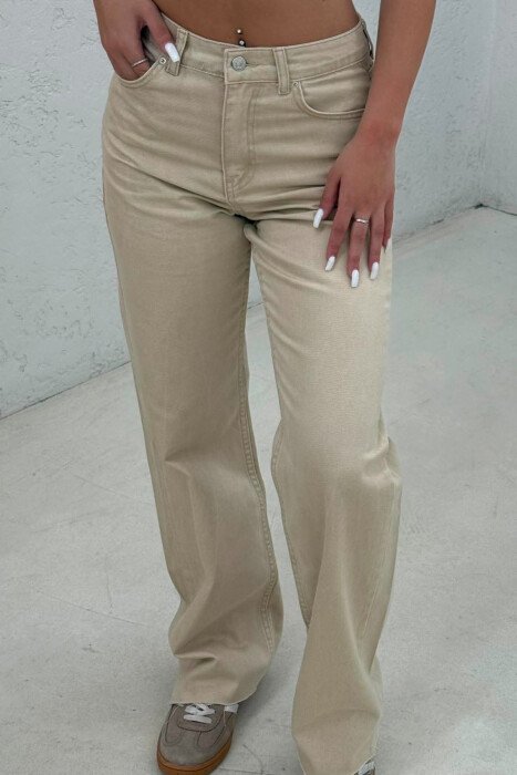 ONE COLOR SMPLE WOMAN JEANS BEIGE/BEZHE - 5