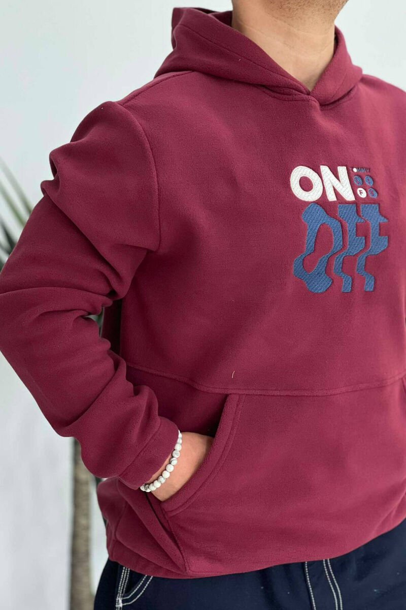 ONE COLOR SOFT MEN HOODIE BURGUNDY/VISHNJE - 1