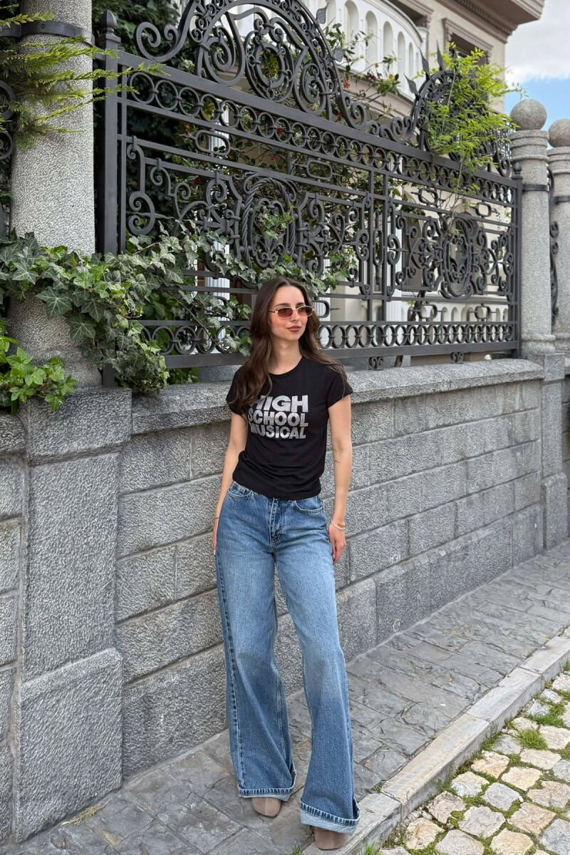 ONE COLOR SPARKLING WRITTINGS WOMAN T-SHIRT BLACK/ E ZEZE - 4