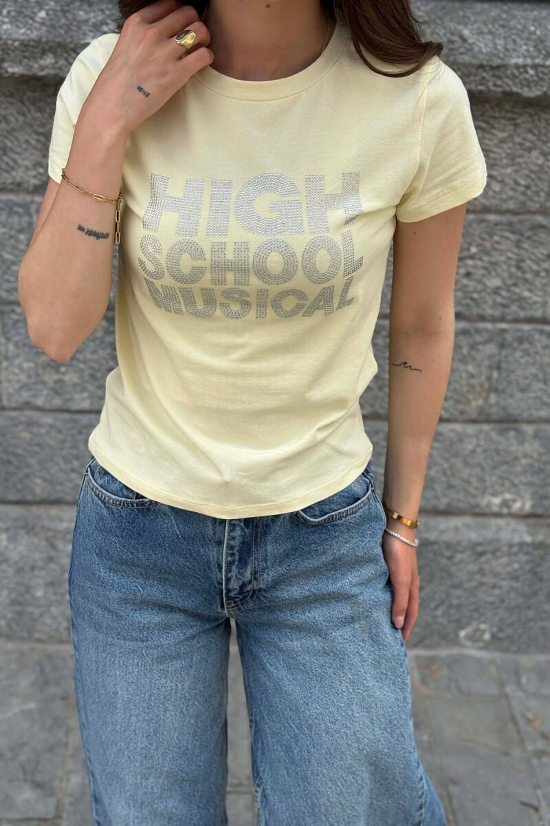 ONE COLOR SPARKLING WRITTINGS WOMAN T-SHIRT YELLOW/E VERDHE - 3