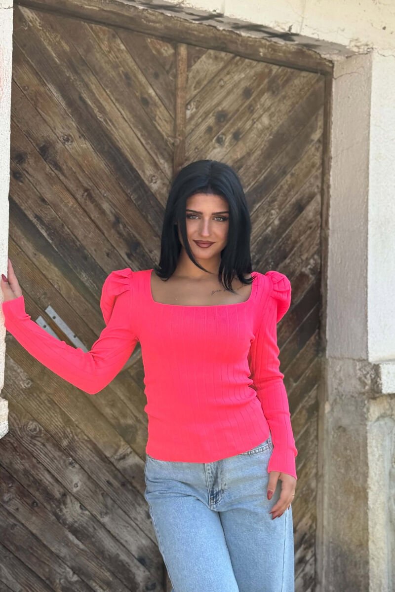 ONE COLOR SQUARE NECK WOMAN SWEATER PINK/ROZE - 5