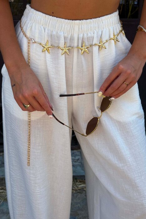 ONE COLOR STAR FISH DETAILS WOMAN BELT CHAIN GOLDEN ROD/GOLD - 2