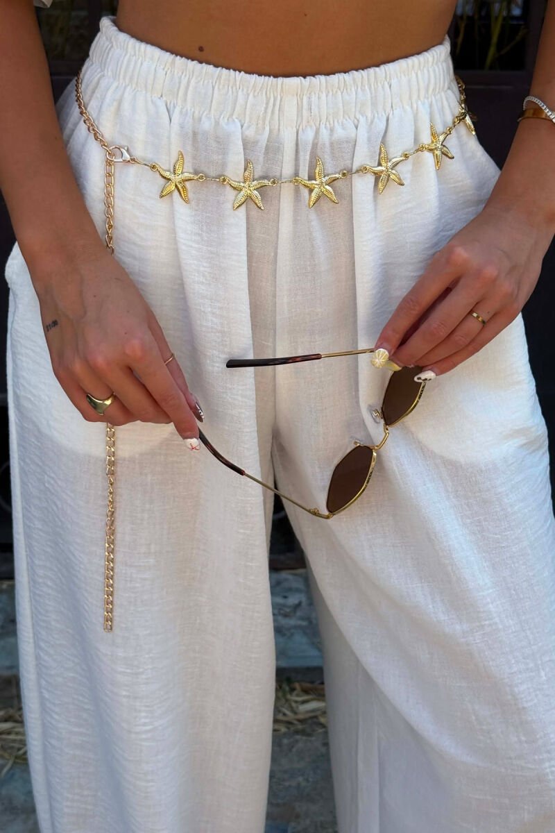ONE COLOR STAR FISH DETAILS WOMAN BELT CHAIN GOLDEN ROD/GOLD - 2