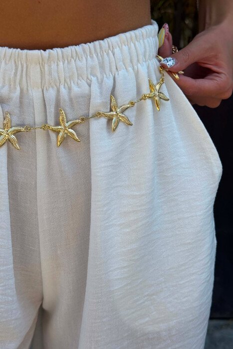 ONE COLOR STAR FISH DETAILS WOMAN BELT CHAIN GOLDEN ROD/GOLD - 3