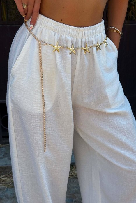 ONE COLOR STAR FISH DETAILS WOMAN BELT CHAIN GOLDEN ROD/GOLD - 4