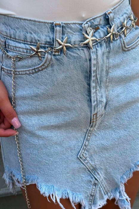 ONE COLOR STAR FISH DETAILS WOMAN BELT CHAIN SILVER/ARGJEND - 3