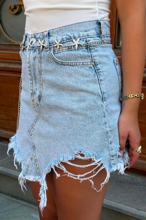 ONE COLOR STAR FISH DETAILS WOMAN BELT CHAIN SILVER/ARGJEND - 5