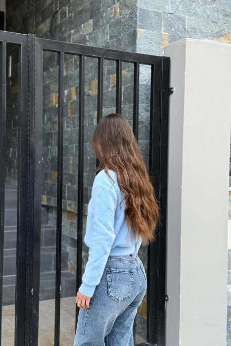 ONE COLOR STONES DETAIL WOMAN SWEATER LIGHTBLUE/BZ - 4