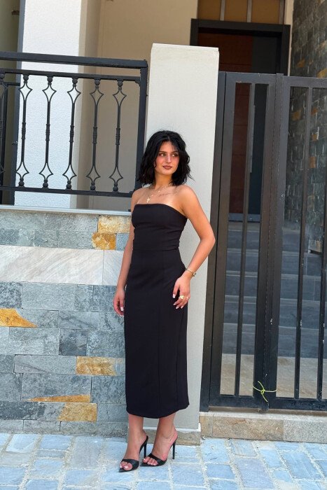 ONE COLOR STRAPLESS WOMAN DRESS BLACK/ E ZEZE - 4