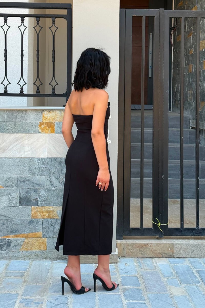 ONE COLOR STRAPLESS WOMAN DRESS BLACK/ E ZEZE - 5