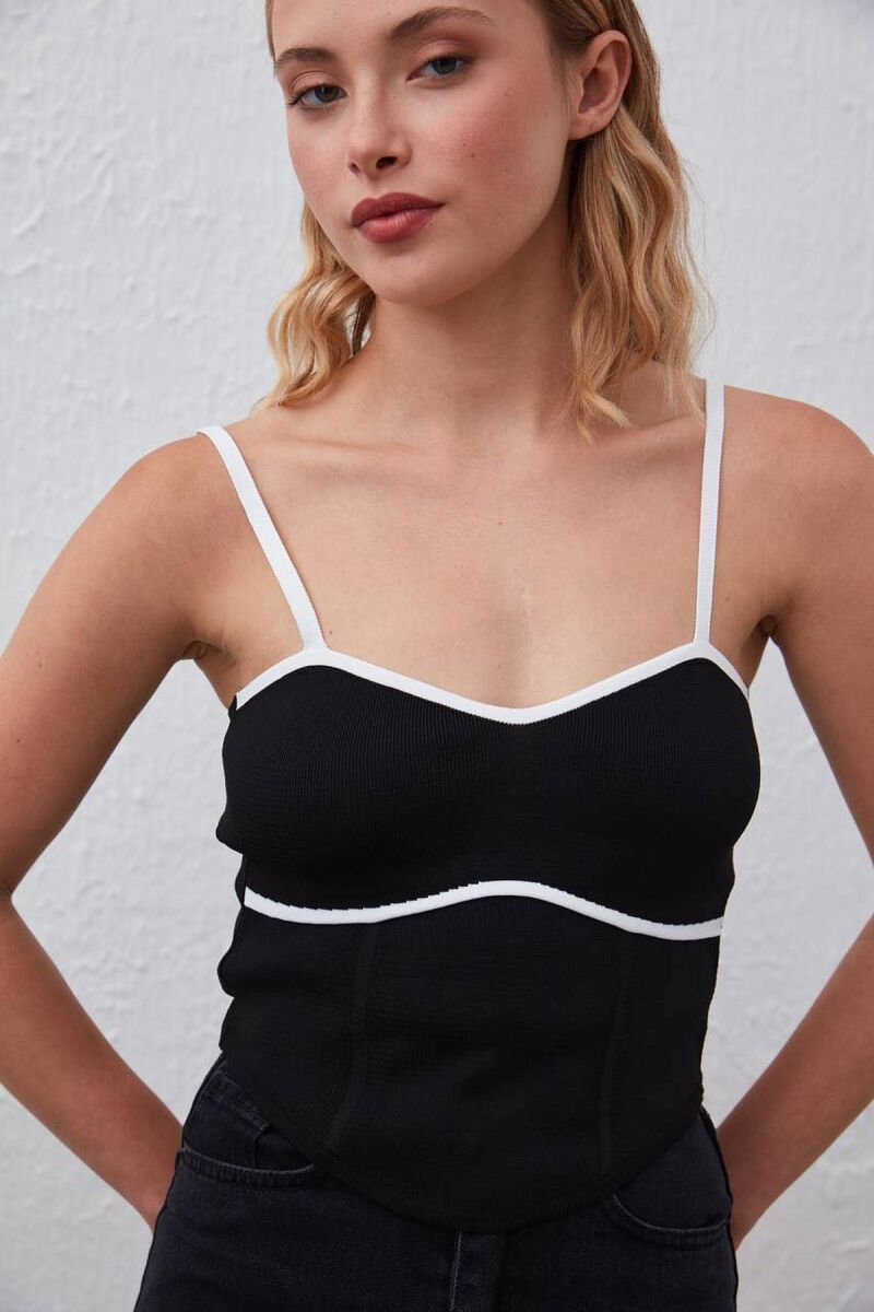 ONE COLOR STRAPS WOMAN TOP BLACK/ E ZEZE - 2