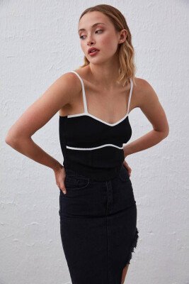 ONE COLOR STRAPS WOMAN TOP BLACK/ E ZEZE 