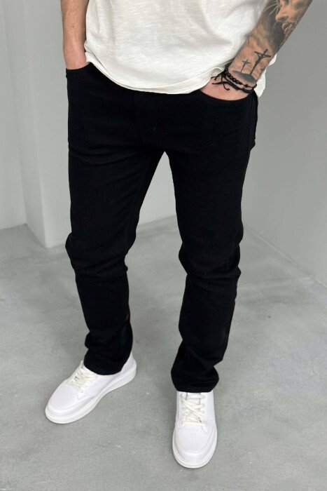 ONE COLOR STRETCHY MEN JEANS BLACK/ E ZEZE - 4